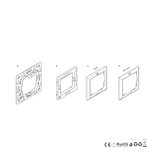 Shelly Adapter BLU Wall für Gira & Merten - Weiß