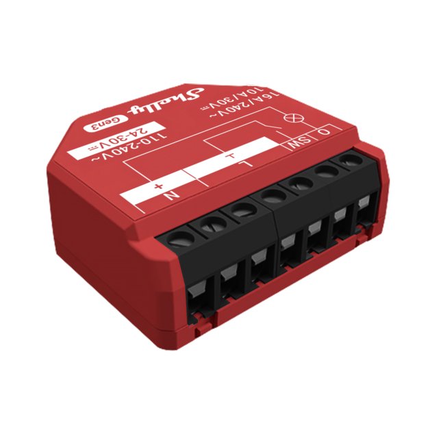 Alexa Dot3 Shelly 1 Gen4 Slim Relais – WiFi, Bluetooth, Zigbee, 1 Kanaal, 16A, Droog Contact – Ideaal Voor Domotica, Geen Hub Nodig Potentiaalvrij Contact Voor Domotica