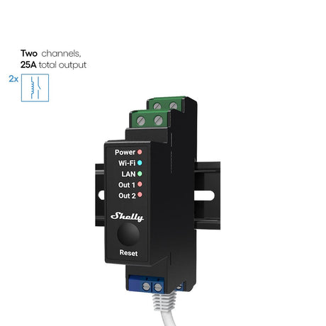 Shelly Pro 2 PM - Relais - WLAN & LAN Schaltaktor - Max. 25A, Messfunktion - mySmartShop.de