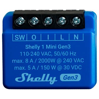 Shelly 1 Mini Gen.3 - Relais - WLAN & Bluetooth - Smart Home - Kompatibel mit amazon Alexa & Google Home