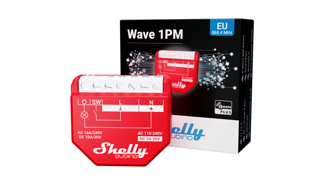 Shelly Qubino Wave 1PM - Relais - Z-Wave - Smart Home - Kompatibel mit Z-Wave Smart Home Produkten