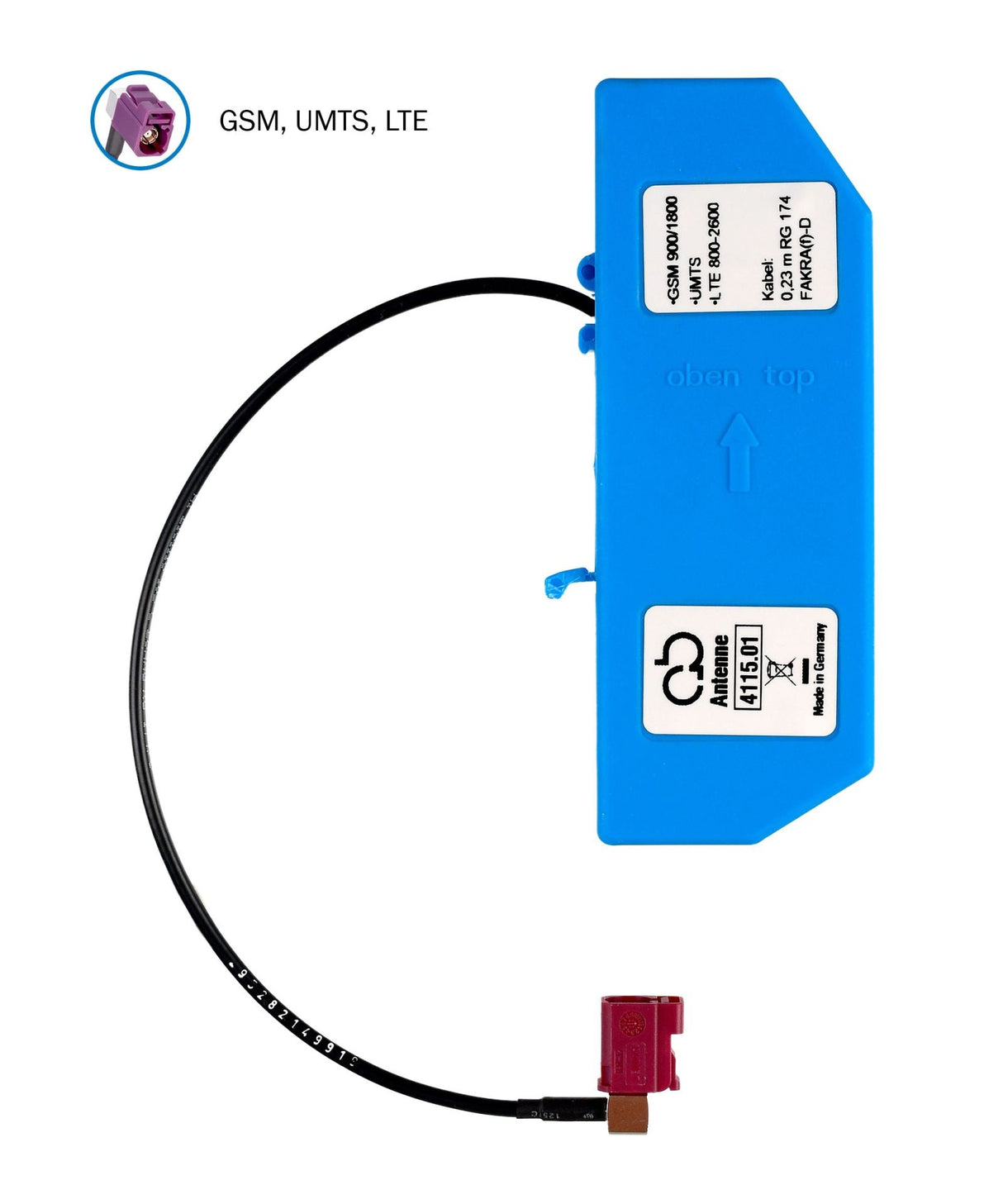 ATTB 4115.01 Hutschienen - Antenne, 4G/3G/2G/868 MHz/WLAN, 0,23 m RG174, FAKRA (f) - D 360° - mySmartShop.de