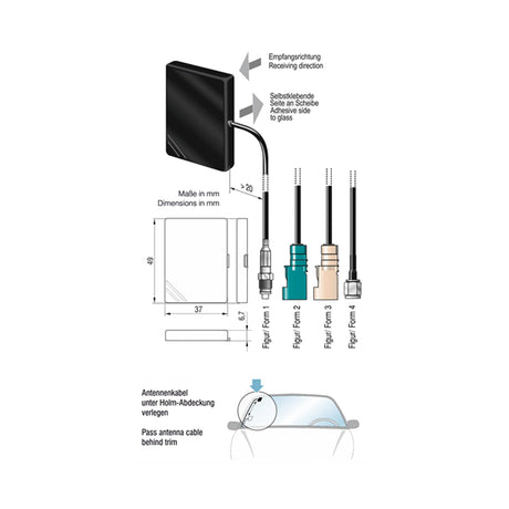 ATTB 4488.06 Glasklebe - Innenantenne, 3G/2G/WLAN, 0,5 m RG 174, SMA (m) - mySmartShop.de