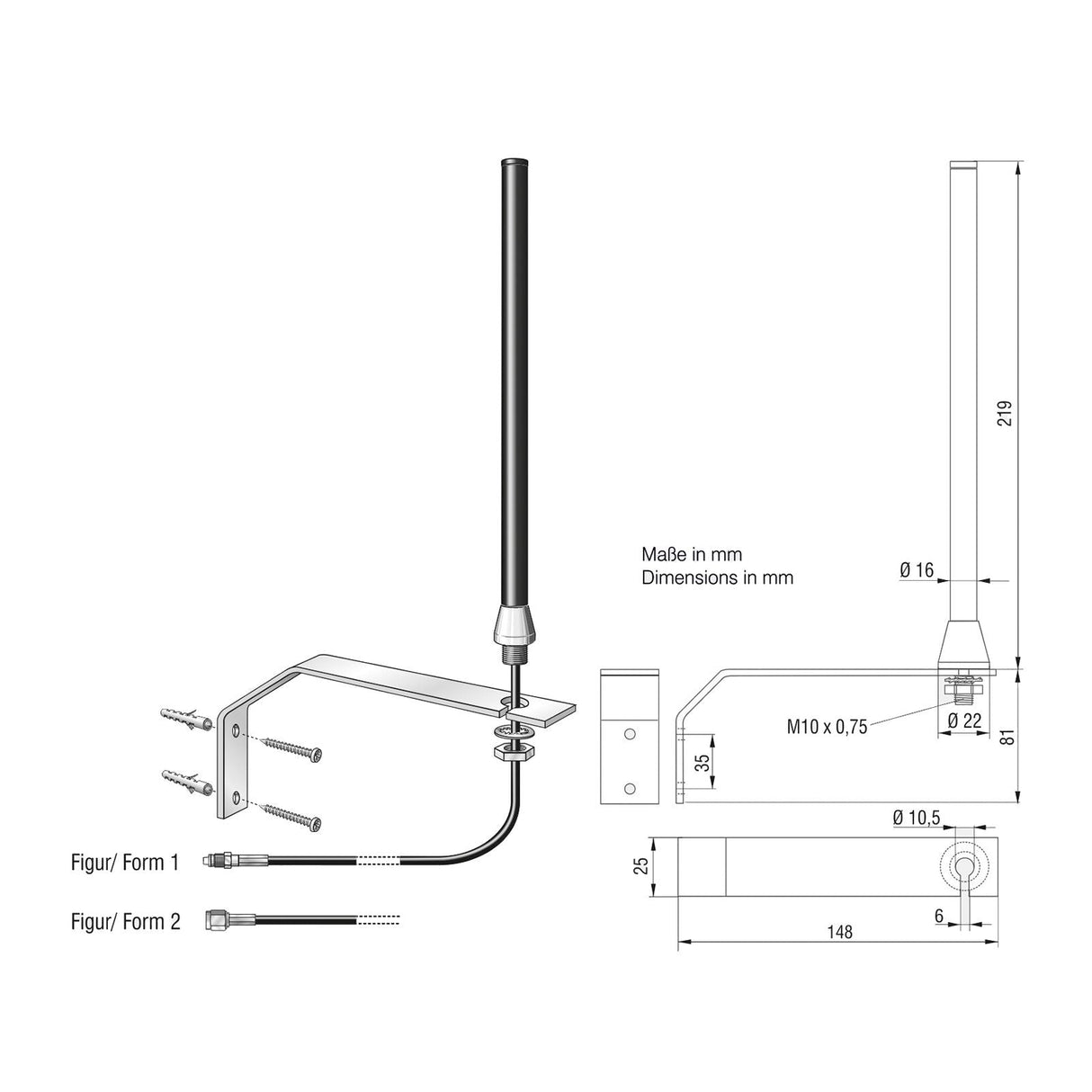 ATTB 4916.05 Stationsantenne, 3G/2G/ISM868, 10m LowLoss, SMA (m) - mySmartShop.de