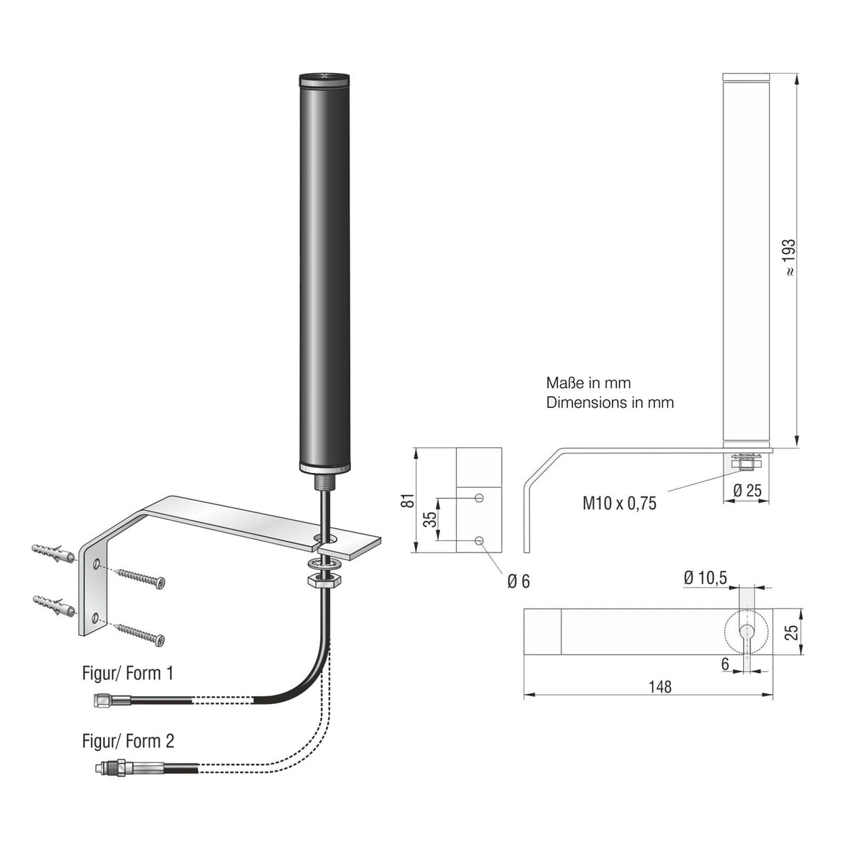 ATTB 4934.07 Stationsantenne, 4G/3G/2G/868 MHz/WLAN, inkl. Halterung, 20 m Low Loss, SMA (m) - mySmartShop.de