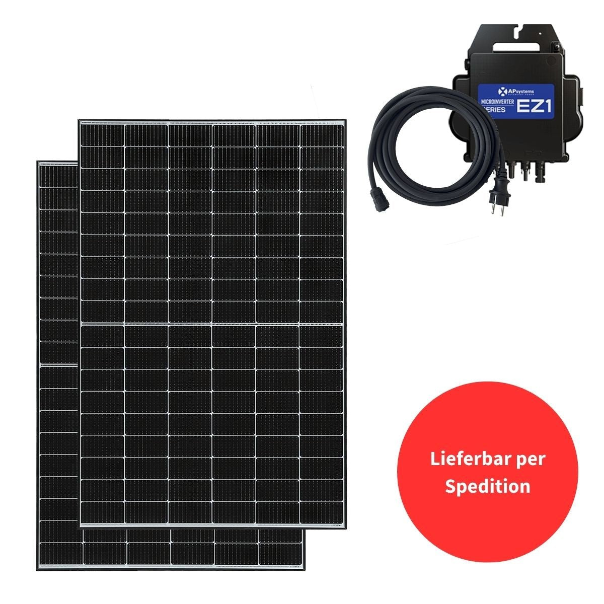 Balkonkraftwerk - Set: APsystems EZ1 - M Mikrowechselrichter + 2 JinkoSolar MM405 - 54HLD - MBV - mySmartShop.de