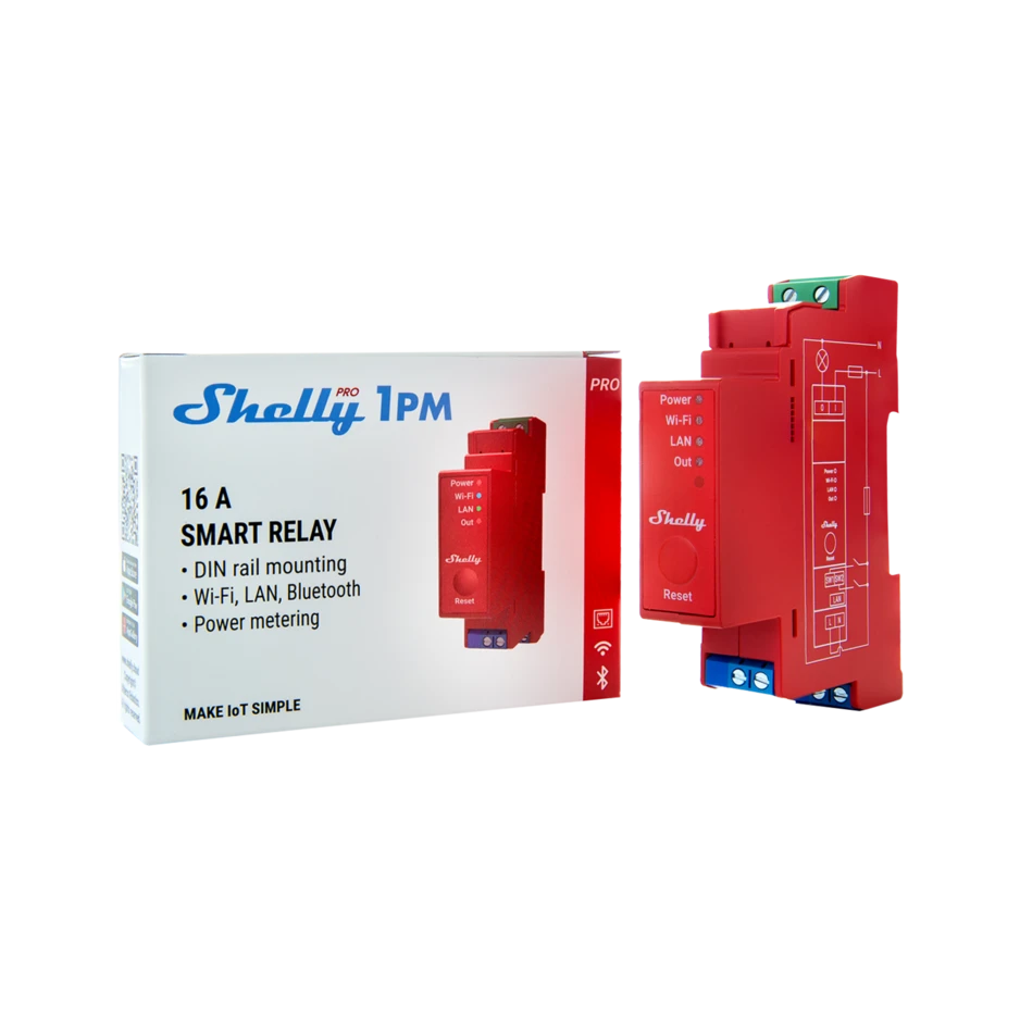 Shelly Pro 1PM - Relais - WLAN & LAN Schaltaktor - Max. 16A
