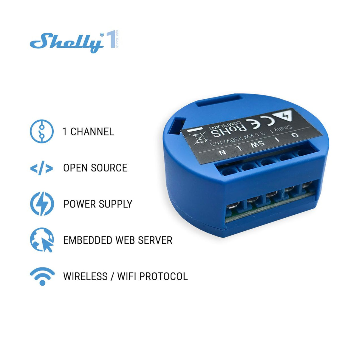 Shelly 1 - Relais (4er Pack) - WLAN - Smart Home - Kompatibel mit amazon Alexa & Google Home