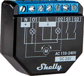 Shelly Plus 2PM - 2x 10A - WLAN/Bluetooth - Smart Home - Kompatibel mit amazon Alexa & Google Home
