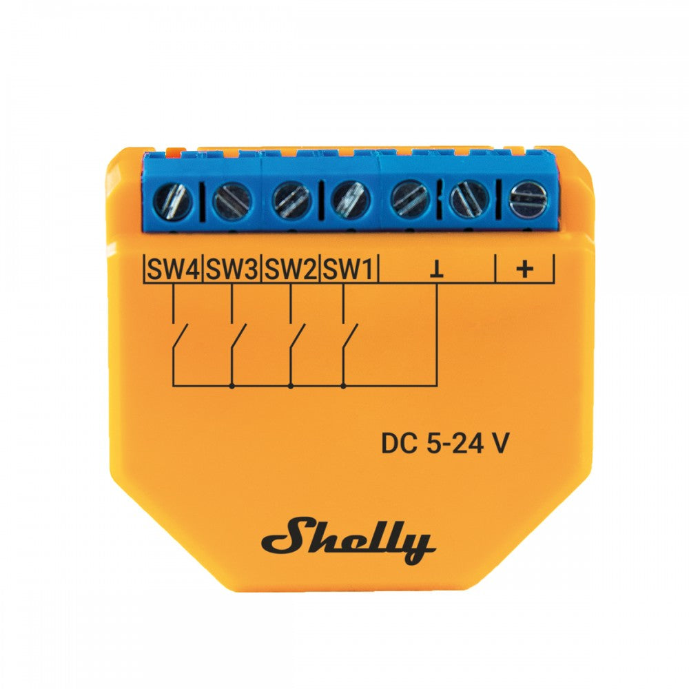 Shelly Plus i4 DC - Tastermodul mit 4 Eingängen - WLAN - Smart Home - Kompatibel mit amazon Alexa & Google Home